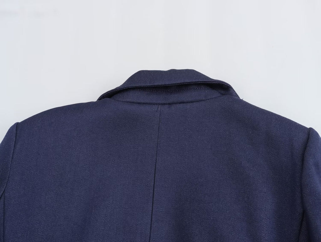 Summer Roll Sleeve Linen Blended Solid Color Casual Blazer SenDa