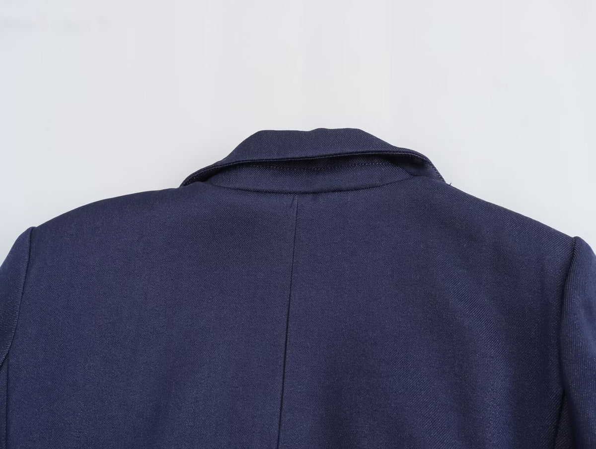 Summer Roll Sleeve Linen Blended Solid Color Casual Blazer SenDa