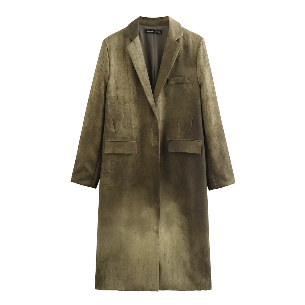 Women Pure Linen Tie Dyed Long Sleeve Baggy Coat SenDa