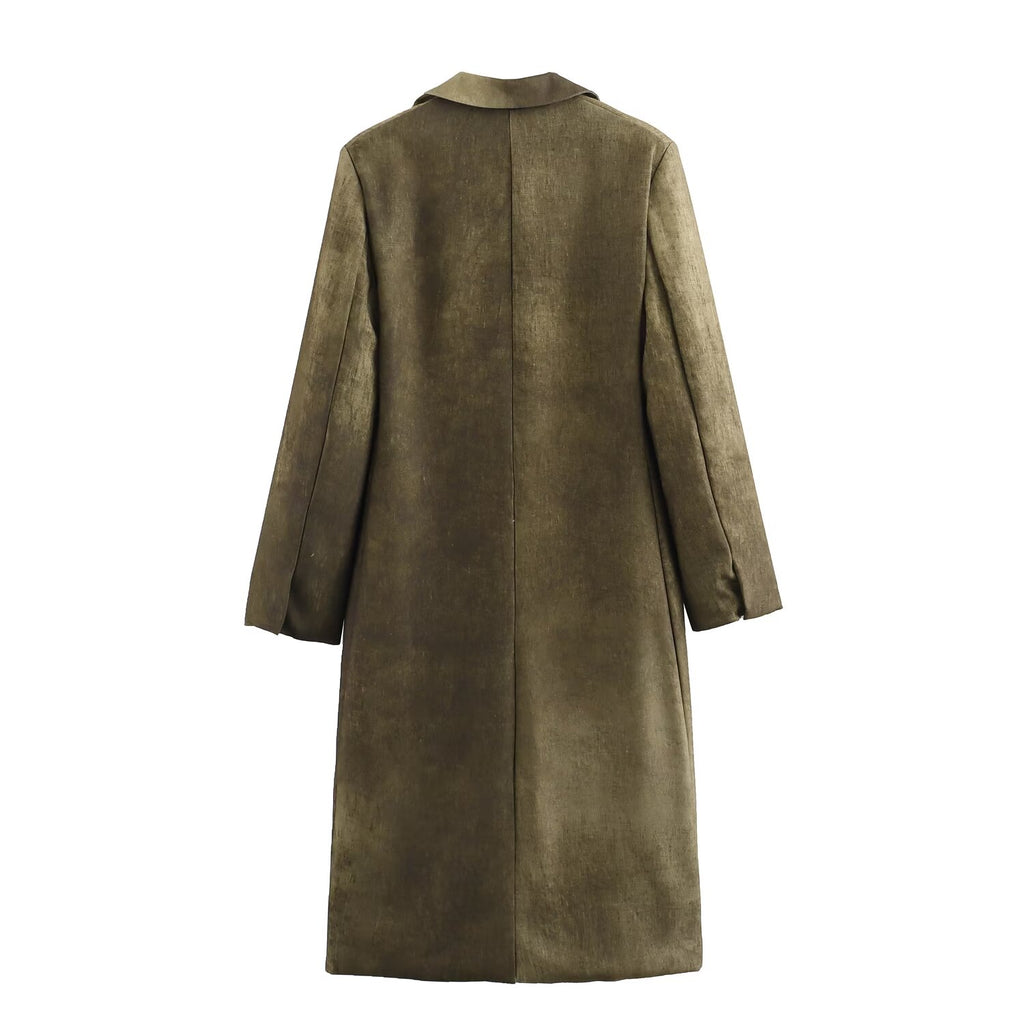 Women Pure Linen Tie Dyed Long Sleeve Baggy Coat SenDa