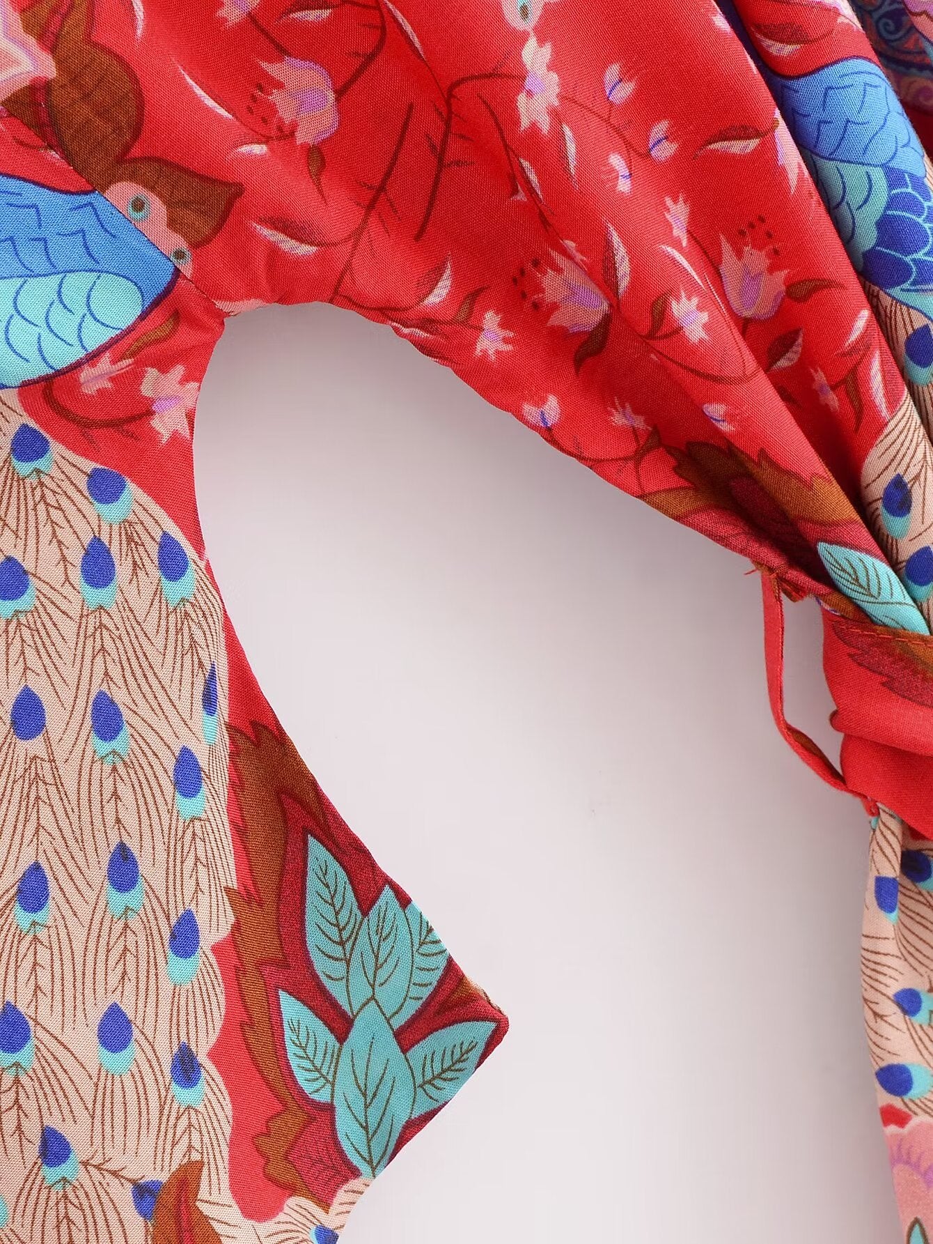 Cárdigan tipo kimono corto con cinturón de rayón de verano
