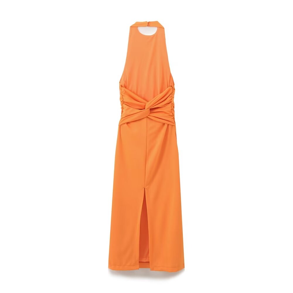 Summer Women Clothing Slim Fit Slimming Simple Backless Midi Dress Howe