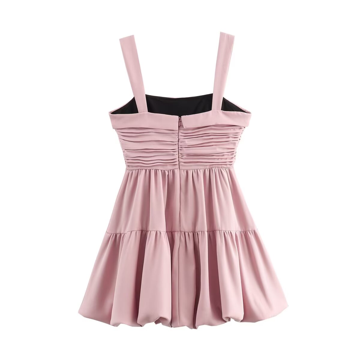 Women Clothing Summer Personalized Pink Embellished Balloon Sling Mini Dress Women SHE