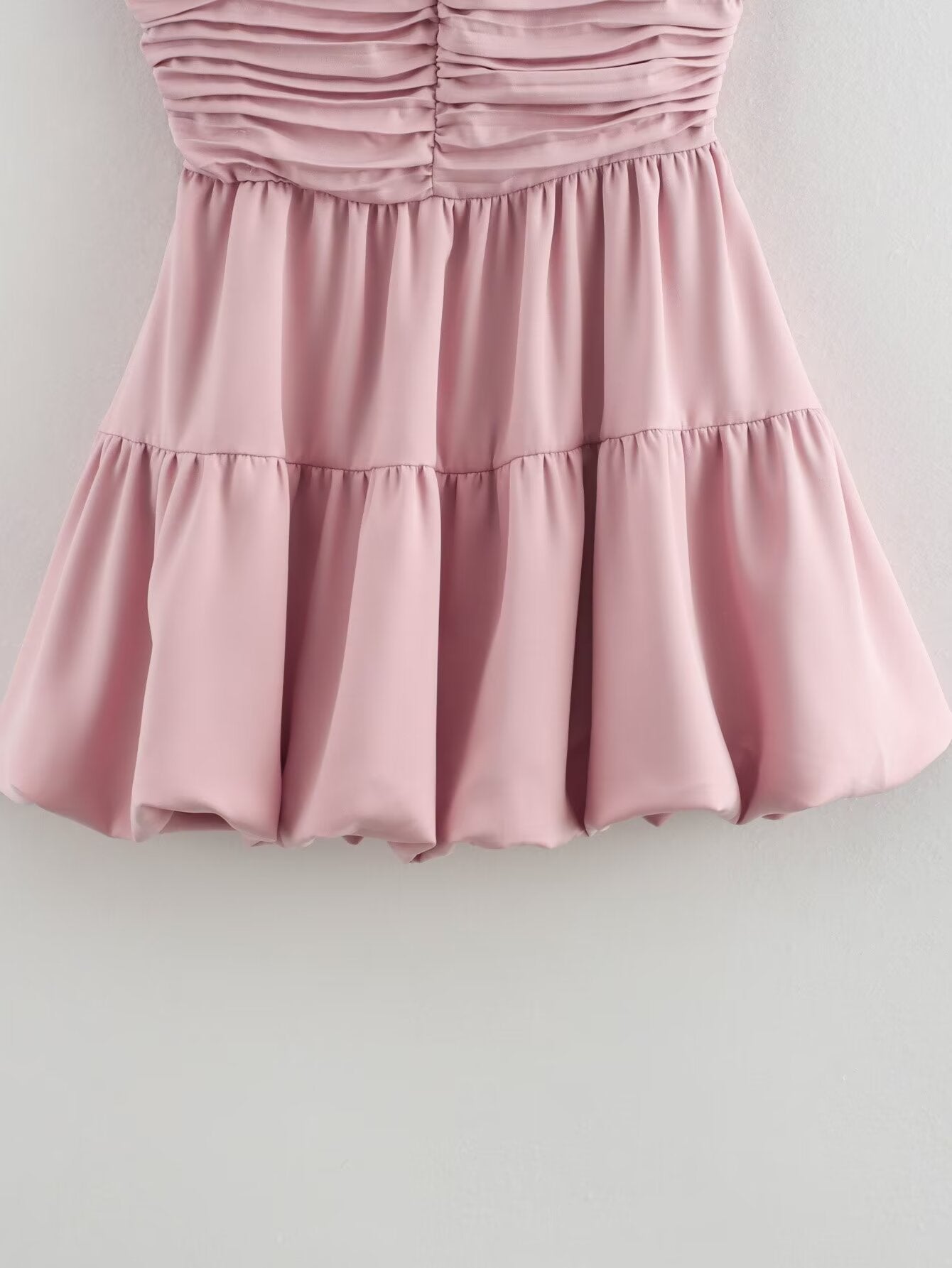Women Clothing Summer Personalized Pink Embellished Balloon Sling Mini Dress Women SHE