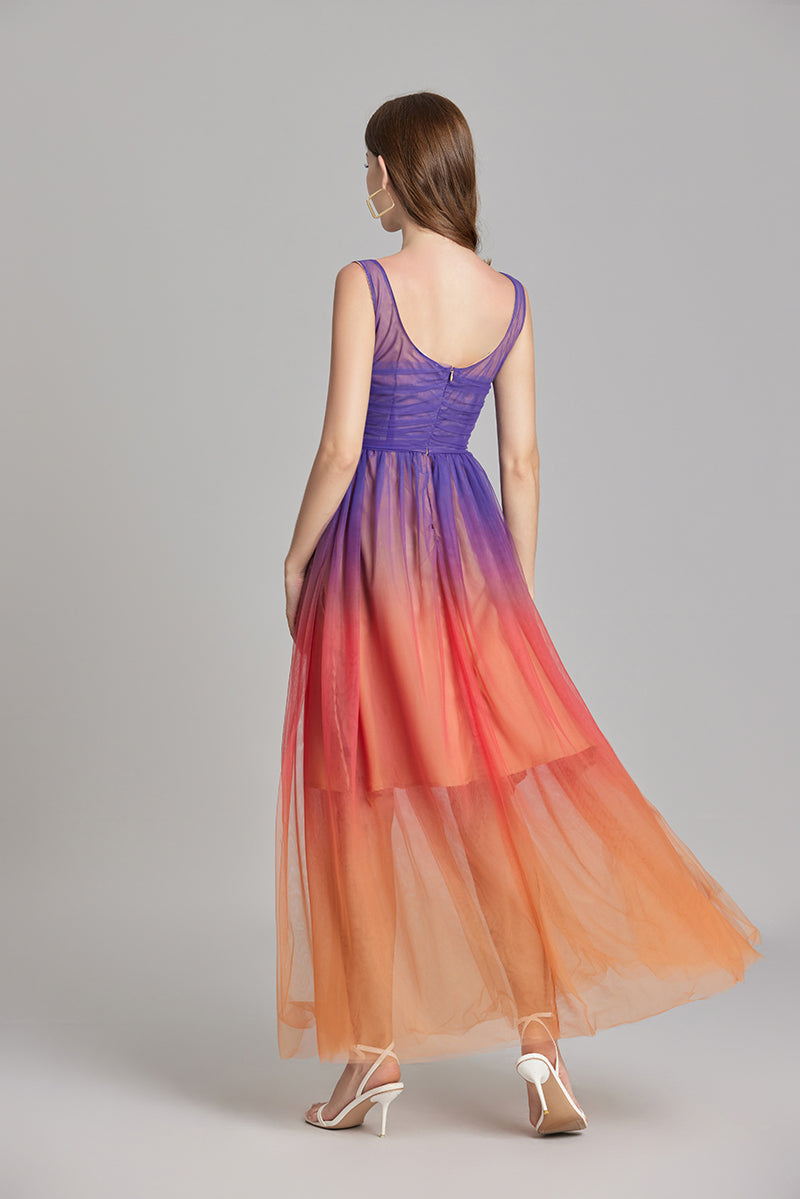 Women Summer Ombre Sleeveless A Line Maxi Dress ESUNG