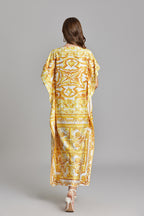 Women Summer Short Sleeve Printed Elegant A Line Maxi Dress ESUNG