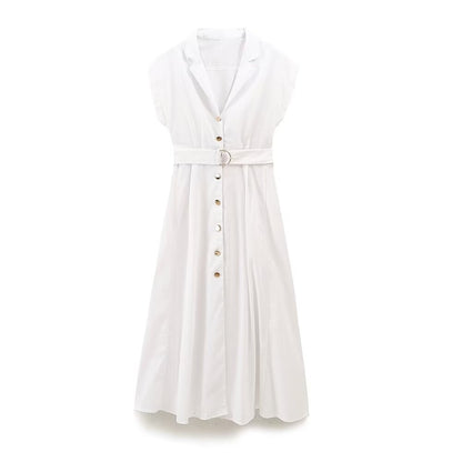 Women Clothing Summer Shirt Dress with Belt Howe