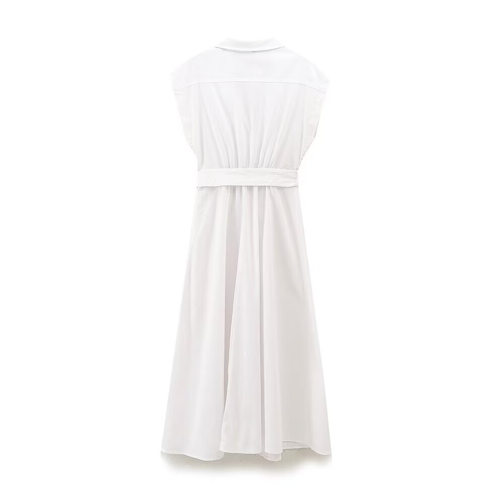 Women Clothing Summer Shirt Dress with Belt Howe