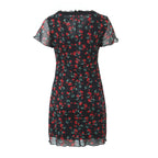 Summer V neck Sexy Print Dress Wishy Hip Dress Camille