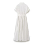Women Clothing Hollowed out Embroidered Pleated Long Dress Howe