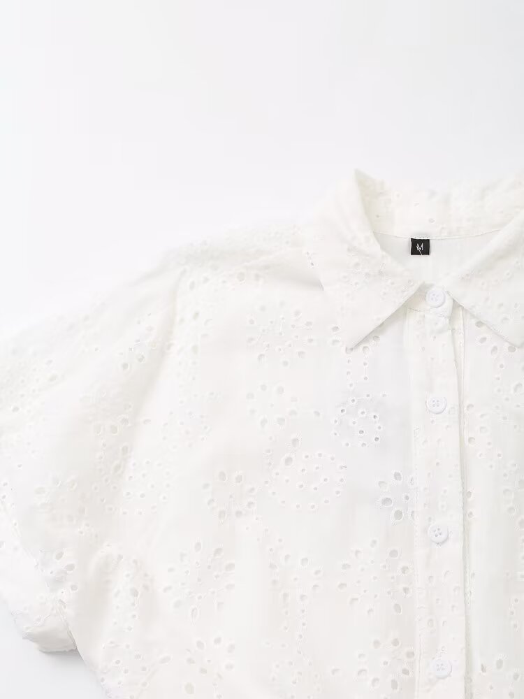 Women Clothing Hollowed out Embroidered Pleated Long Dress Howe