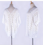 Cotton Hollow Out Cutout Sweater Spring Vacation Loose Bikini Cover Up Swimsuit Blouse Beach Sun Protection Clothing Crochet hook EvenStar