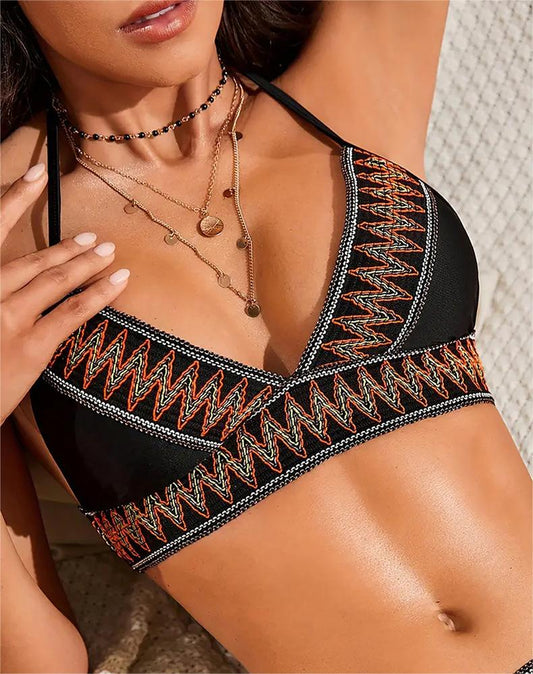 Traje de baño de bikini sexy con cuello halter y tirantes