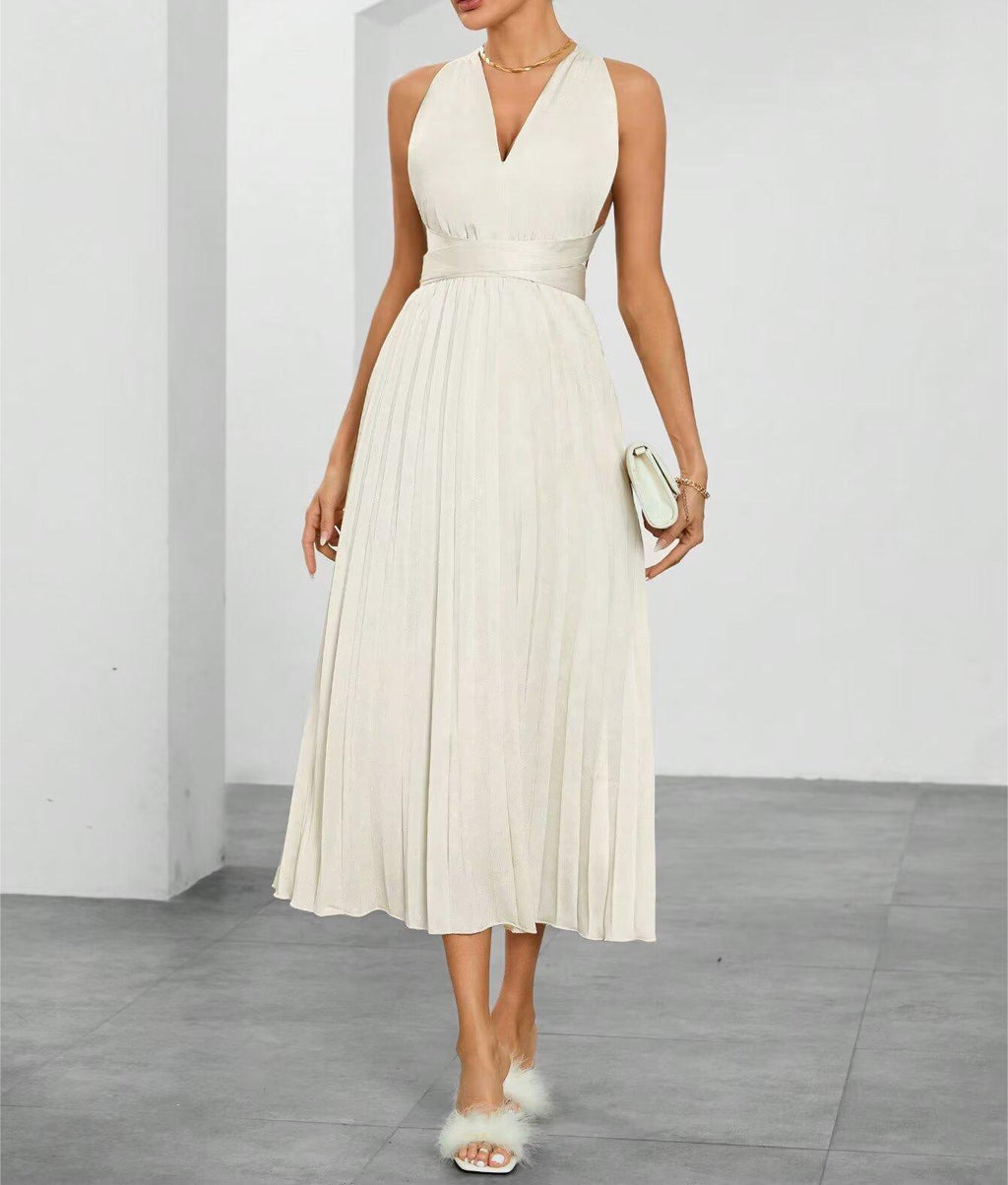 Summer Dress Sexy Back Hollow Out Cutout Cross Strap Design Dress Wennie