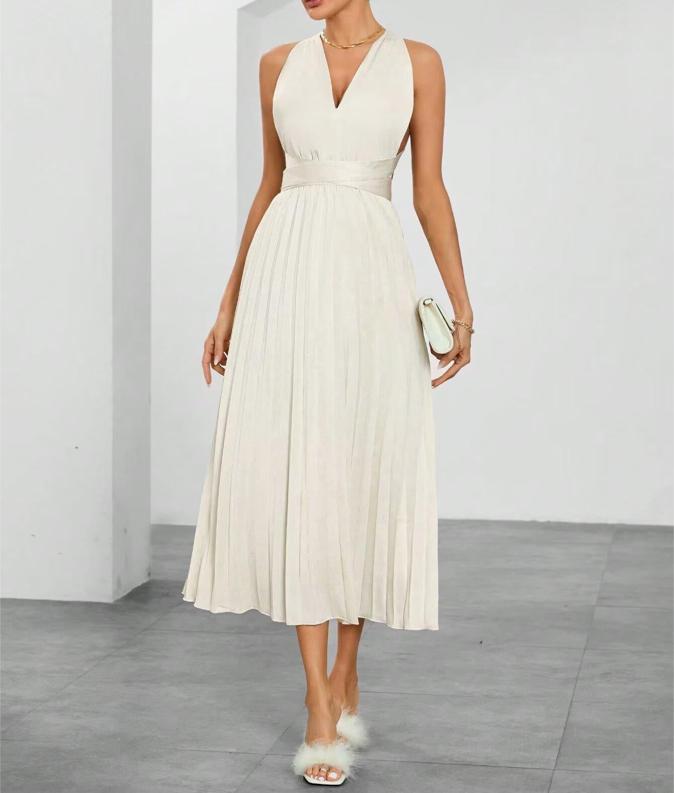 Summer Dress Sexy Back Hollow Out Cutout Cross Strap Design Dress Wennie