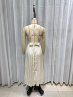 Summer Dress Sexy Back Hollow Out Cutout Cross Strap Design Dress Wennie