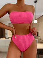 Tube Top Swimsuit Split Sexy Bikini Solid Color Outer Single Swimsuit Twingo