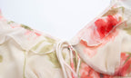 Robe queue de poisson à col en V et coupe oblique, imprimé feuilles de lotus, sexy et romantique, printemps-été