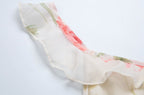 Robe queue de poisson à col en V et coupe oblique, imprimé feuilles de lotus, sexy et romantique, printemps-été