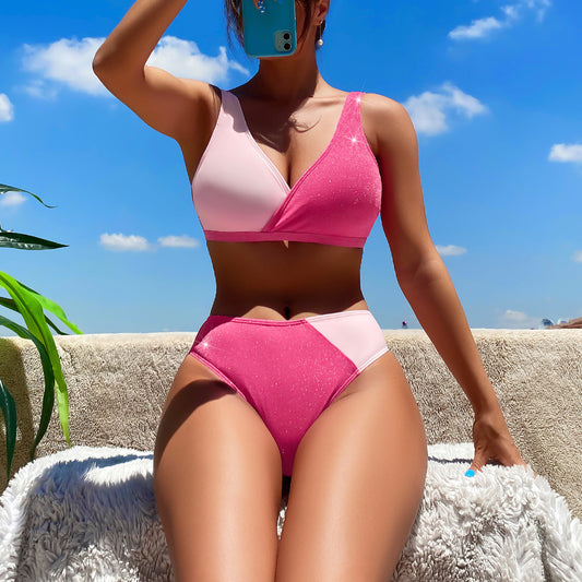 Women Swimsuit Popular Net Red Wind Sexy Split Bikini Three Point Sexy Beach Vacation