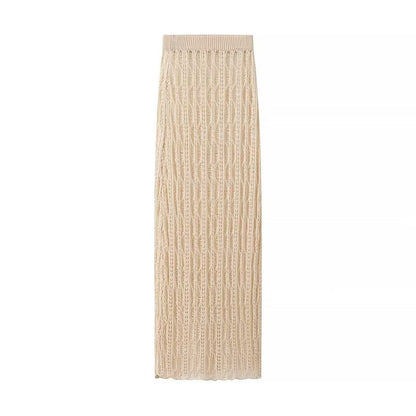 Blusa de punto de manga larga con cuello redondo holgado y aberturas laterales para mujer de verano