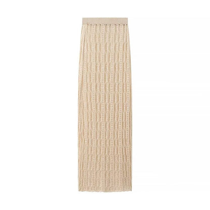 Blusa de punto de manga larga con cuello redondo holgado y aberturas laterales para mujer de verano