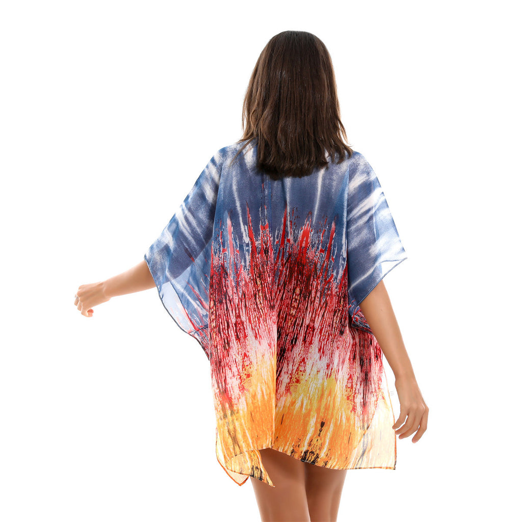 Cardigan en mousseline de soie à motif dégradé printemps-été, protection solaire
