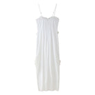Summer White Tube Top Pleated Ruffled Patchwork Slit Camisole Dress CHEN