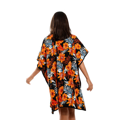 Floral Print Mid Length Chiffon Beach Sun Protection Blouse Coat