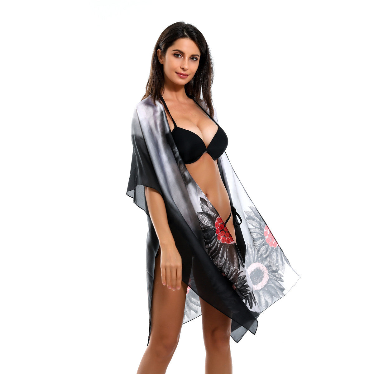 Blusa de bikini con protección solar y degradado de girasol