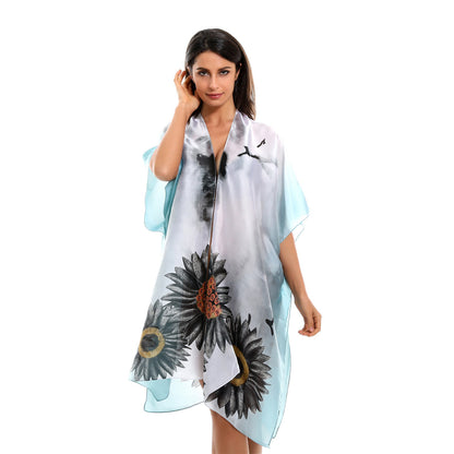 Blusa de bikini con protección solar y degradado de girasol