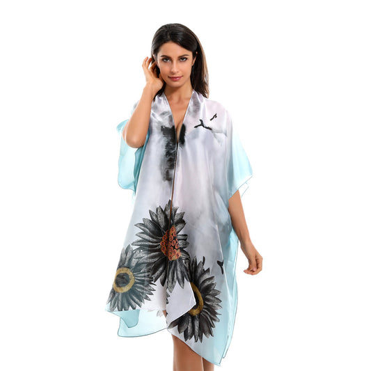 Blusa de bikini con protección solar y degradado de girasol