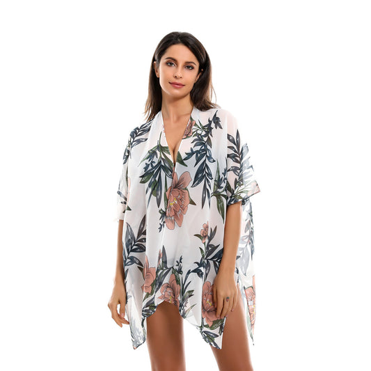 Blusa de bikini con estampado floral para primavera y verano que combina con todo y que protege del sol