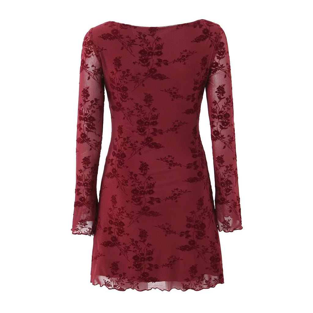 Top de manga larga elástico de malla sexy de verano para mujer