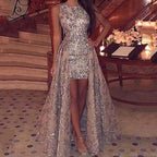 Women Maxi Dress Sleeveless Sexy Slit Formal Dress Slim Waist Dress SCC