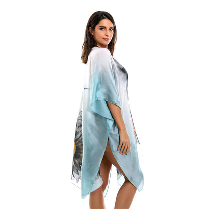 Blusa de bikini con protección solar y degradado de girasol