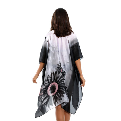 Blusa de bikini con protección solar y degradado de girasol