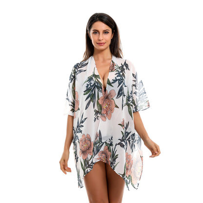 Blusa de bikini con estampado floral para primavera y verano que combina con todo y que protege del sol