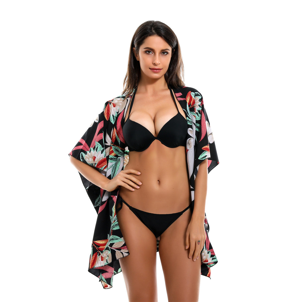 Cárdigan con estampado floral fresco de primavera y verano con protección solar
