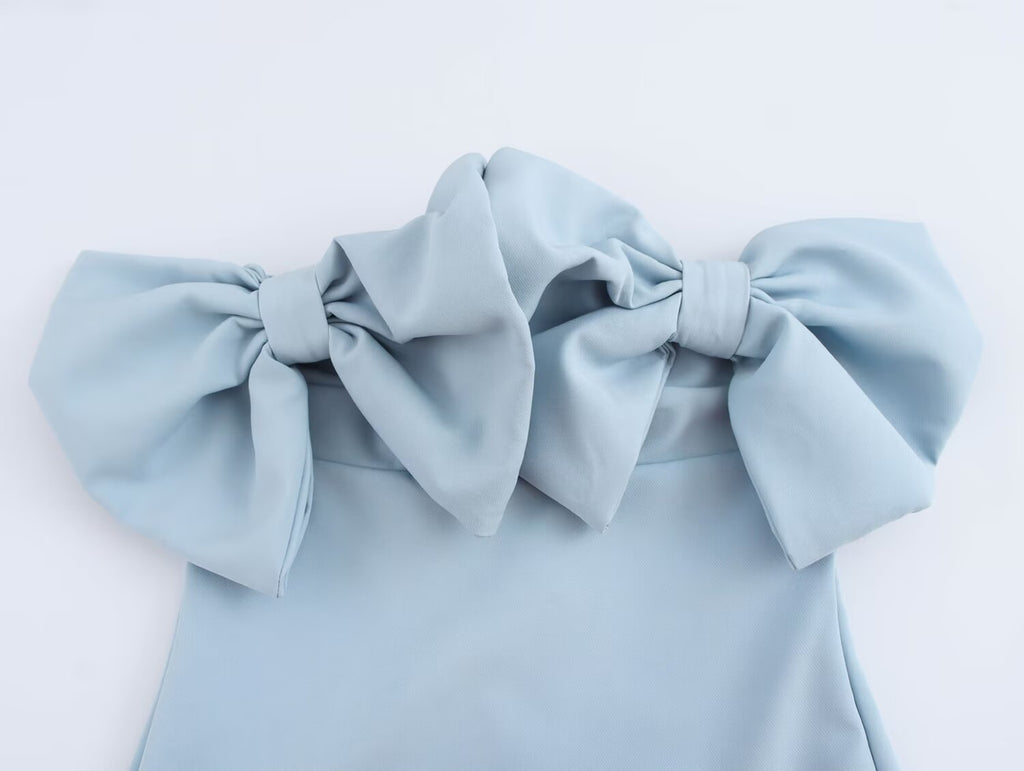 Fall Women Clothing Graceful Fashionable Bowknot Decoration Tube Top Dress SenDa