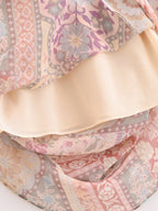 Women Backless Printing Color Contrast Loose Sling Dress YiPin