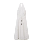Autumn Women Clothing Graceful Fashionable Embroidery Hanging Collar Dress Howe