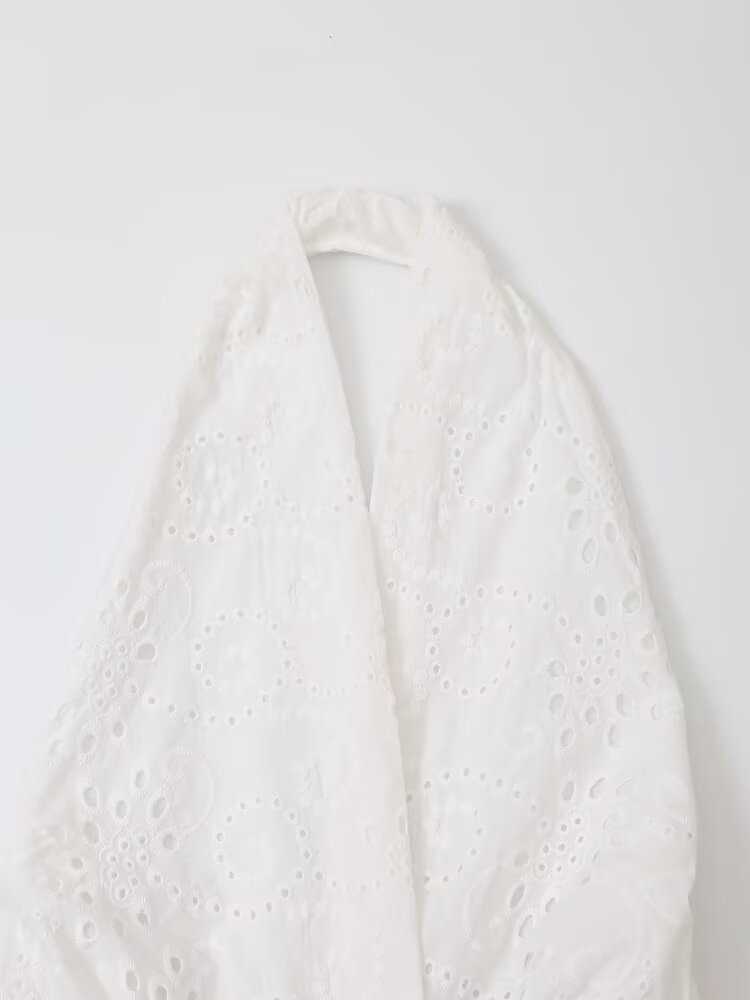 Autumn Women Clothing Graceful Fashionable Embroidery Hanging Collar Dress Howe