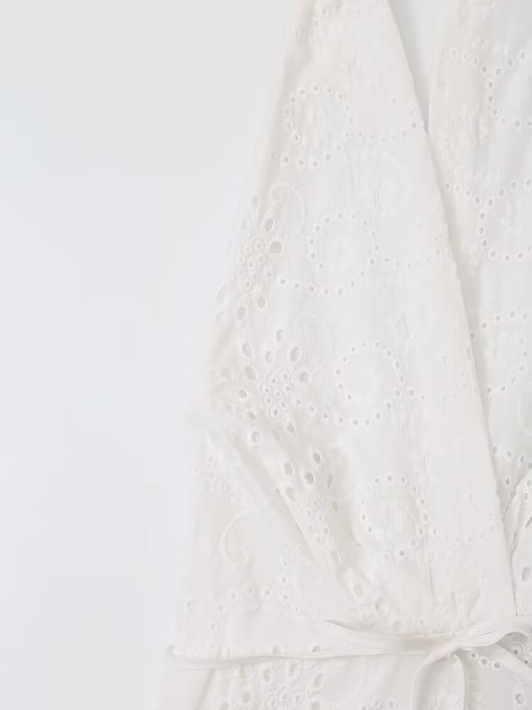 Autumn Women Clothing Graceful Fashionable Embroidery Hanging Collar Dress Howe