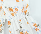 Summer French Printed Pleated Puff Sleeve Dress OMI