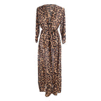 Cárdigan largo holgado de gasa con estampado de leopardo para playa, protección solar, para playa, para mujer
