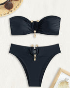 Solid Color Tube Top Bikini Sexy Split Swimsuit Set Women Bikini Swimsuit BALANCE