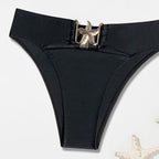 Bikini Swimsuit Split Tube Top Solid Color Bikini High Waist Sexy Swimsuit