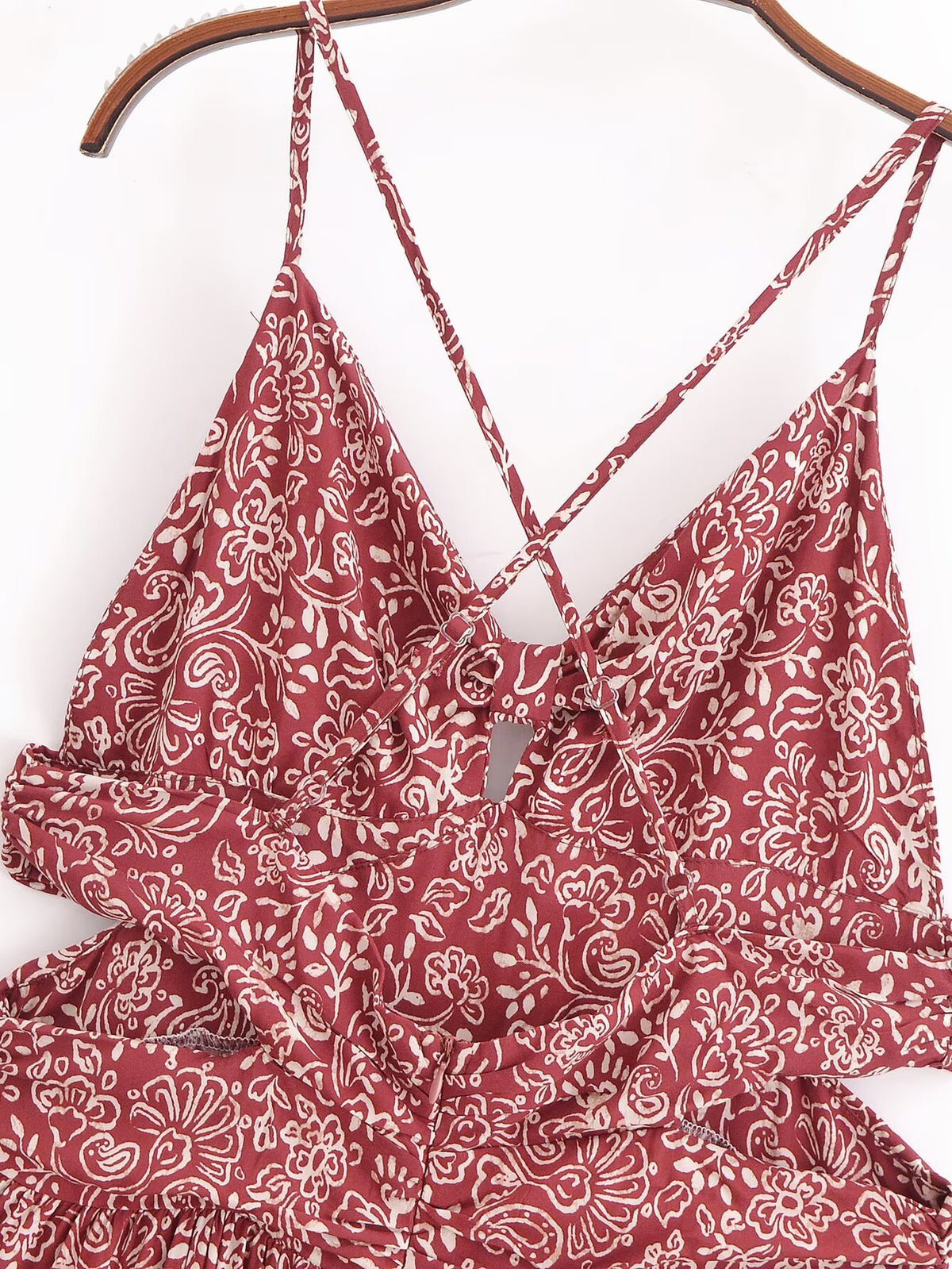 Women Clothing Stylish Opening Design Printing Midi Sling Dress YiPin