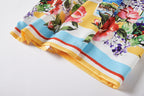 Summer Rose Puzzle Positioning Printed Waist Dress Slim fit Hip ESUNG